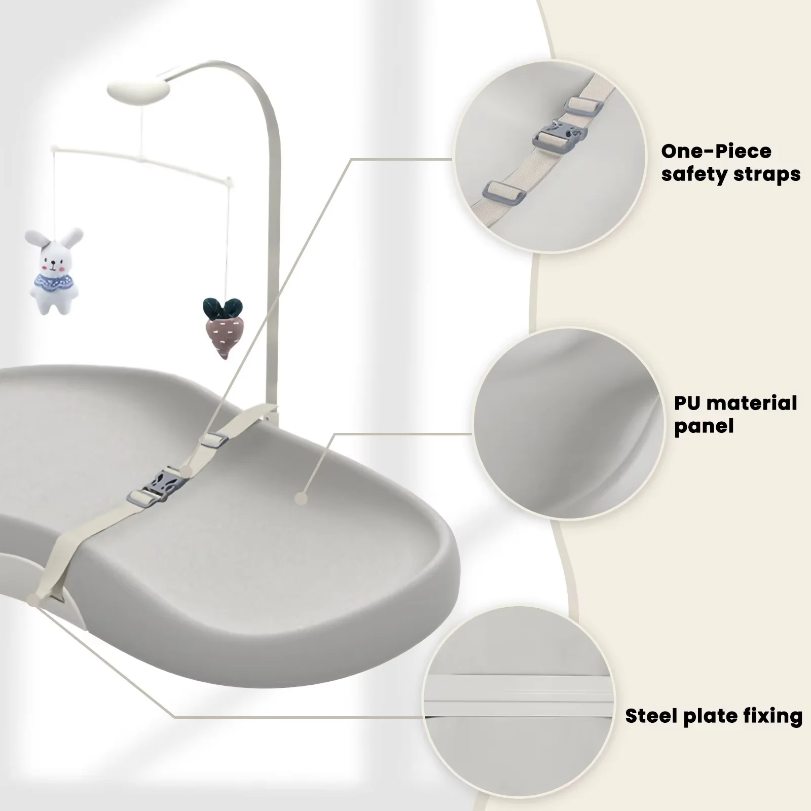 Nursery-Style Contoured Baby Changing Pad – Wipe-Clean, Non-Slip Design for Changing Tables