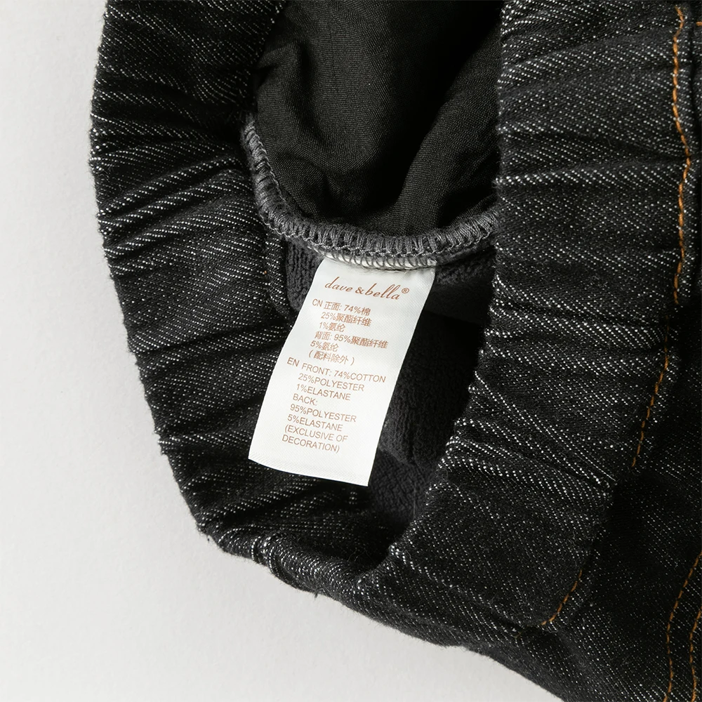 Dave Bella Children Embroidery Jeans Pants Winter Autumn Velvet Thicken Girls Straight Pants Casual Warm Trousers DK4253639