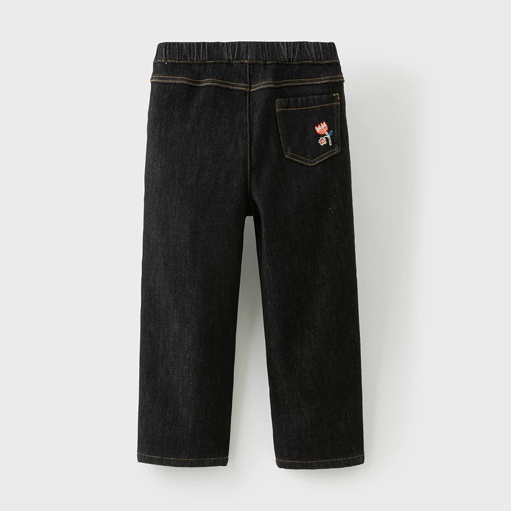 Dave Bella Children Embroidery Jeans Pants Winter Autumn Velvet Thicken Girls Straight Pants Casual Warm Trousers DK4253639