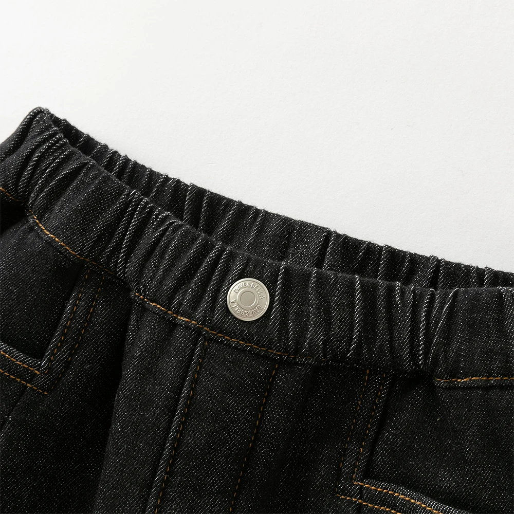 Dave Bella Children Embroidery Jeans Pants Winter Autumn Velvet Thicken Girls Straight Pants Casual Warm Trousers DK4253639