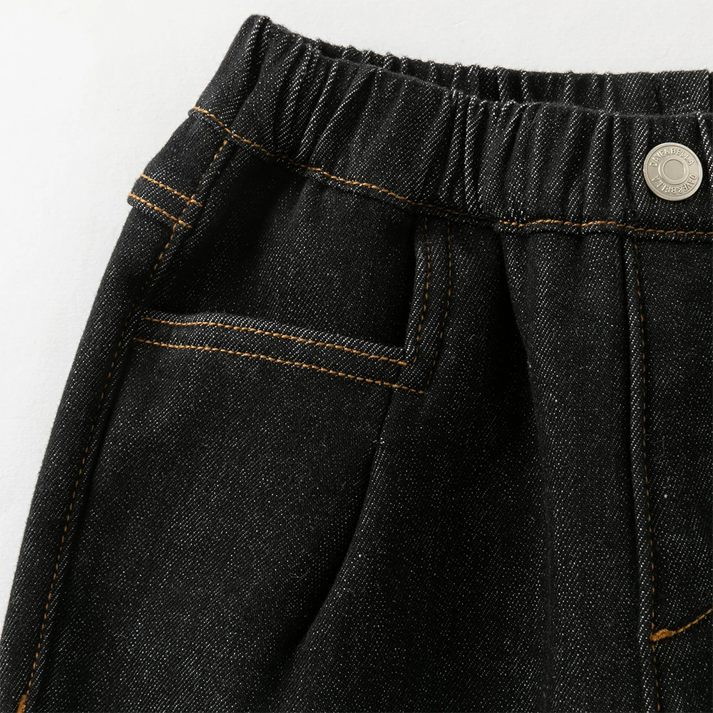 Dave Bella Children Embroidery Jeans Pants Winter Autumn Velvet Thicken Girls Straight Pants Casual Warm Trousers DK4253639