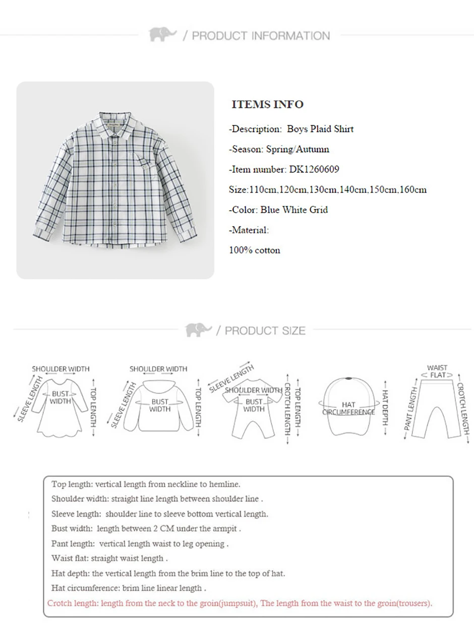 Dave Bella Children's Spring Plaid Shirt Boys Casual Outdoor Autumn Long Sleeve Blouse Tops Formal Brother Clothes DK1260609