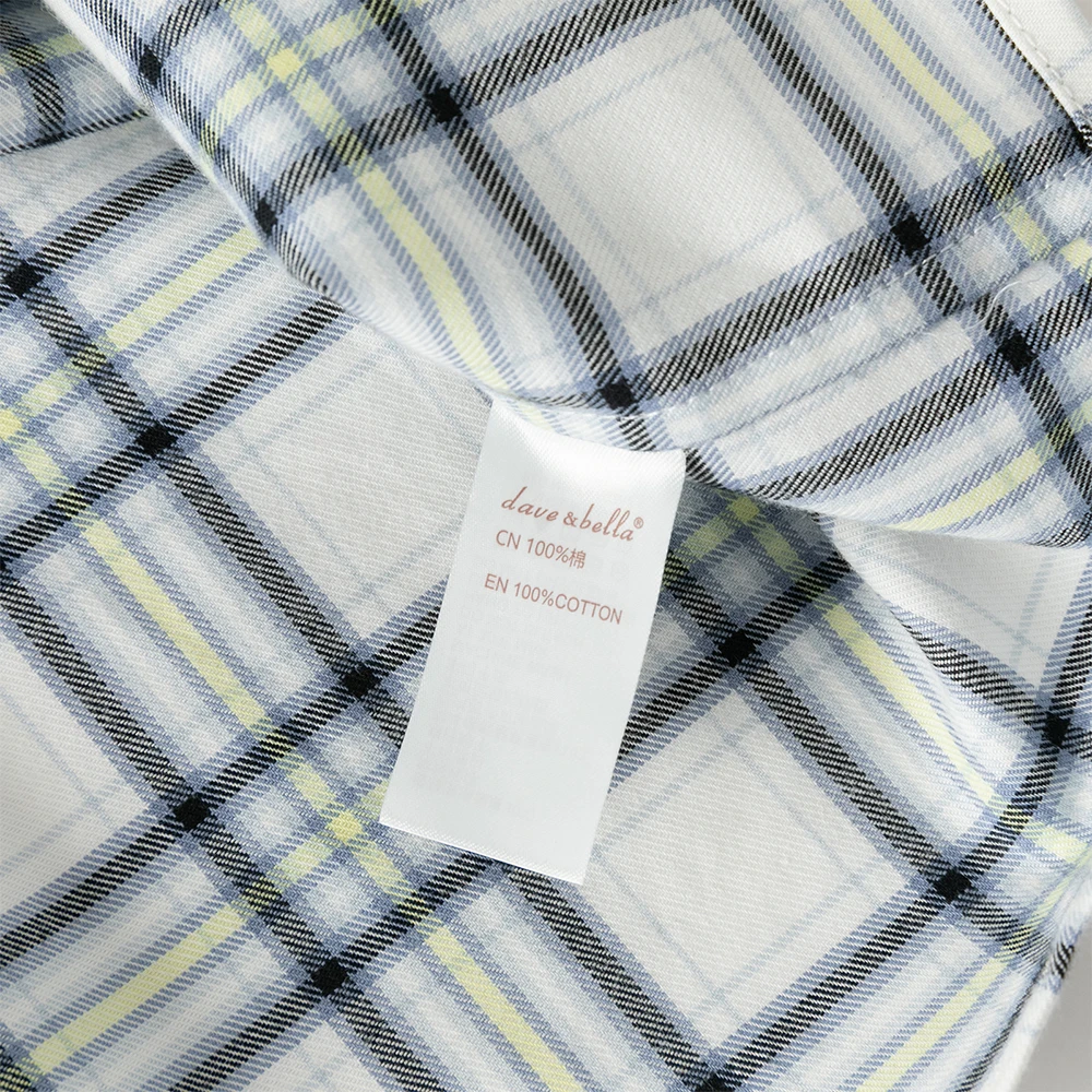 Dave Bella Children's Spring Plaid Shirt Boys Casual Outdoor Autumn Long Sleeve Blouse Tops Formal Brother Clothes DK1260609