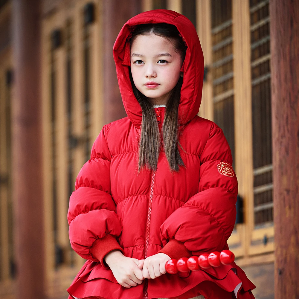 Dave Bella Children Girls Padding Down Jacket Winter Thicken Warm Hooded Down Coat Overcoat Outerwear Clothes DK4254578