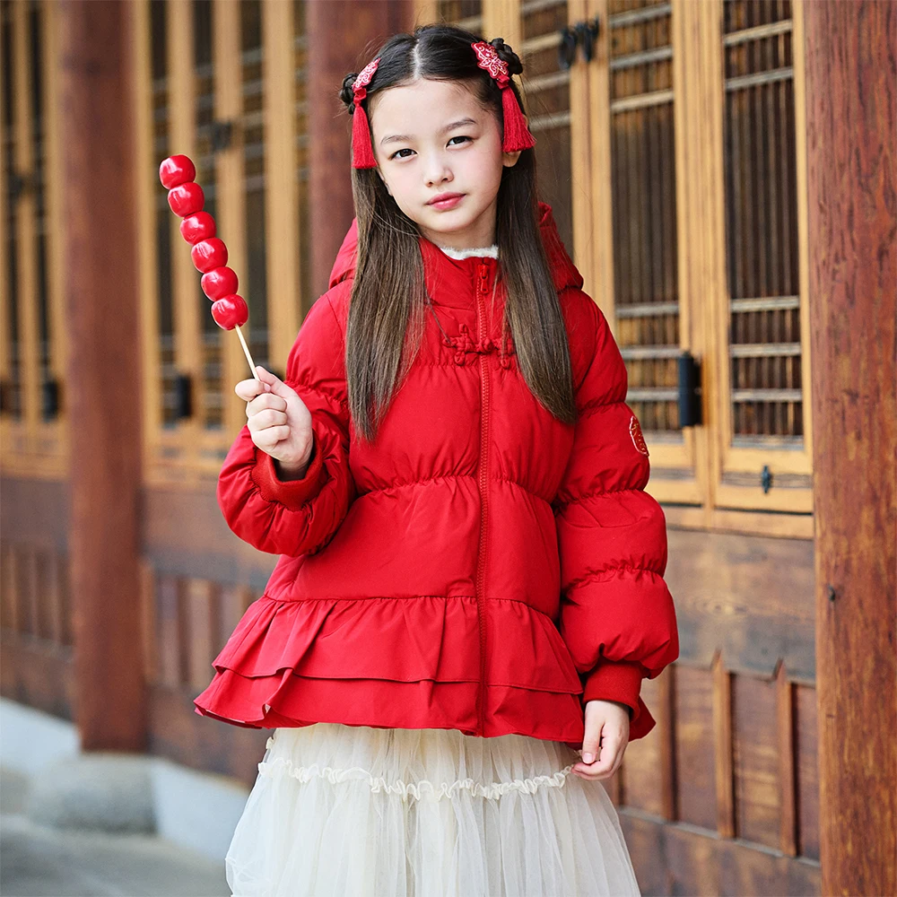 Dave Bella Children Girls Padding Down Jacket Winter Thicken Warm Hooded Down Coat Overcoat Outerwear Clothes DK4254578