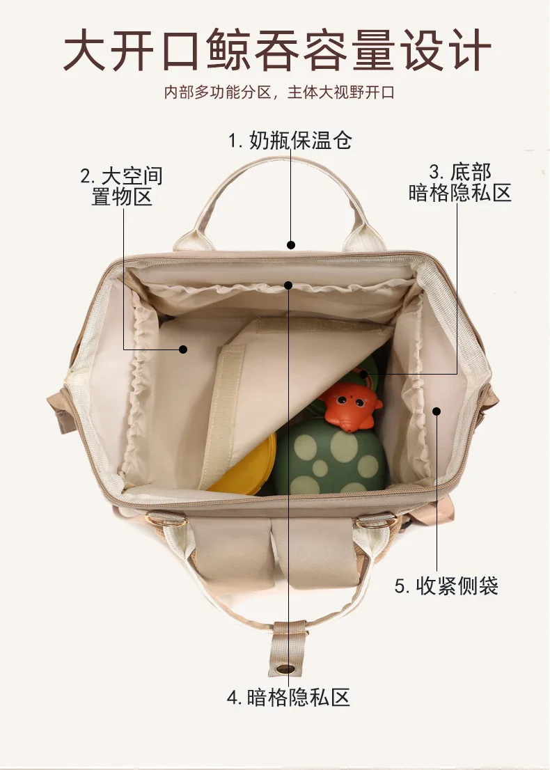 New Multifunctional Mother Diaper Bags Waterproof Large Capaci Lightweight Portable Diaper Bag for Outing Wet And Dry Separation