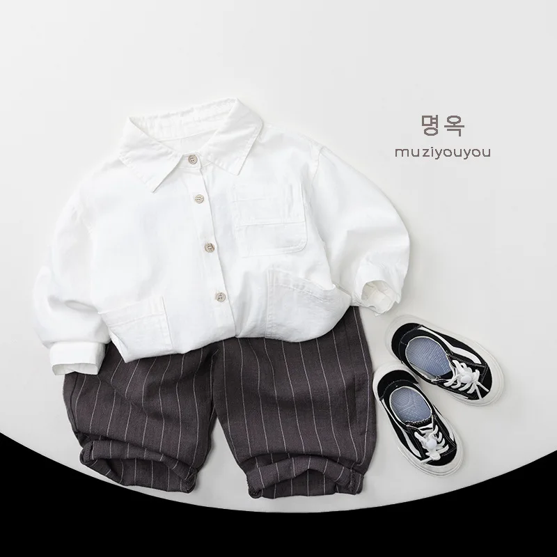 2026 Spring New Children Casual Pants Boys Girls Striped Harem Pants Baby Cotton Trousers Fashion Kids Infant Clothes