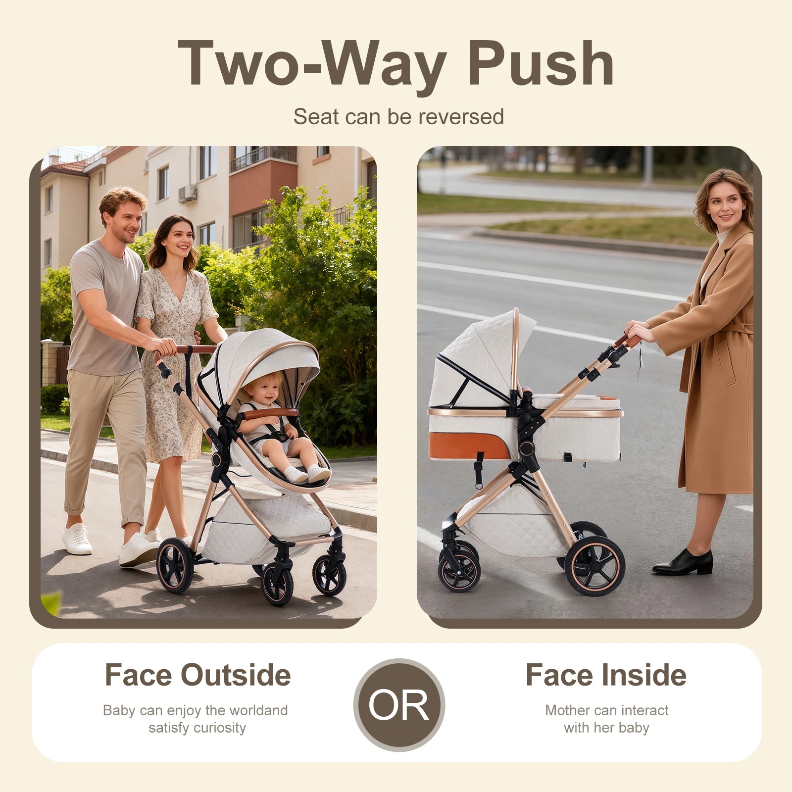3 in 1 Baby Stroller Multi-functional High Landscape Cart Can Sit Reclining Light Folding Strollers Baby Pushchair Baby Carriage