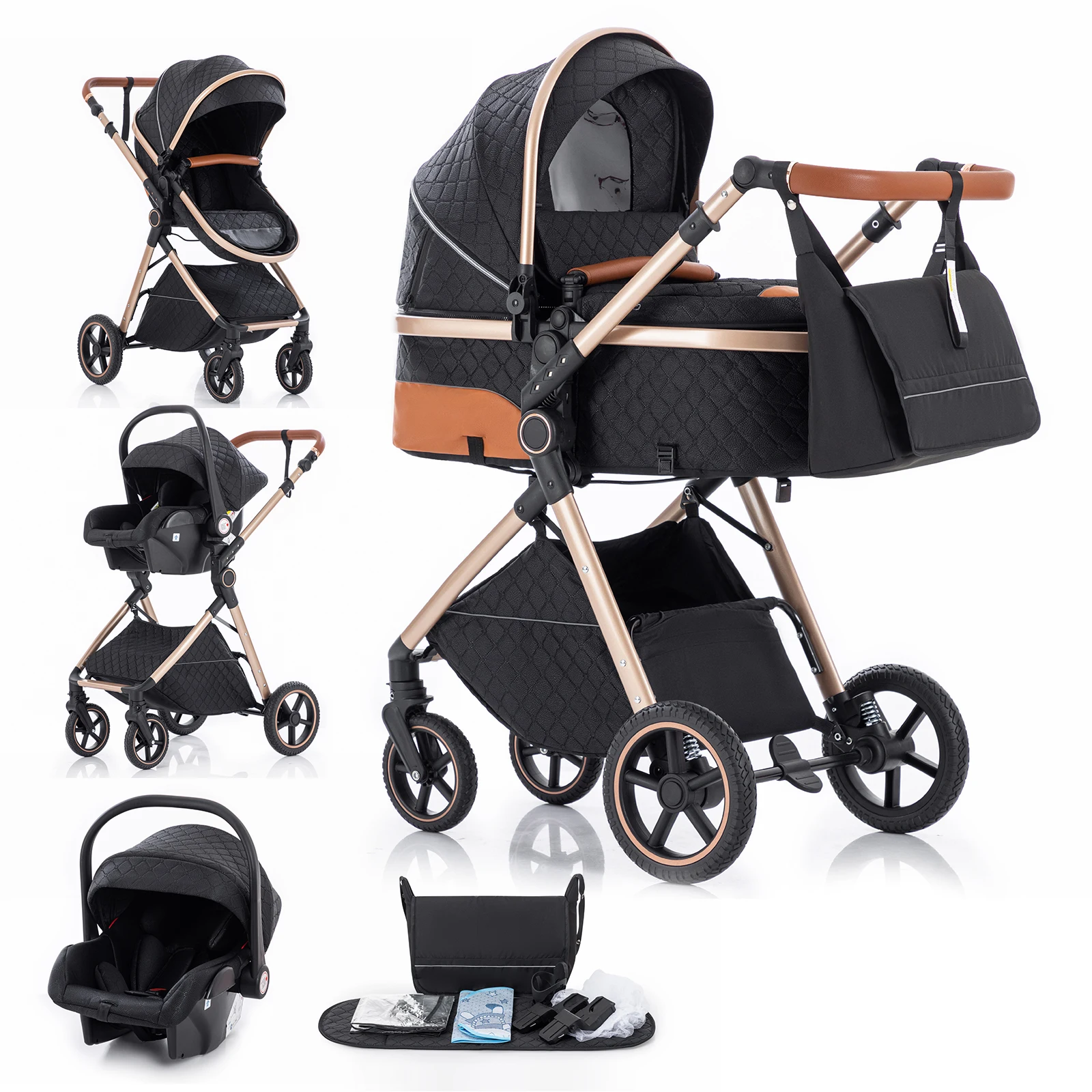 3 in 1 Baby Stroller Multi-functional High Landscape Cart Can Sit Reclining Light Folding Strollers Baby Pushchair Baby Carriage