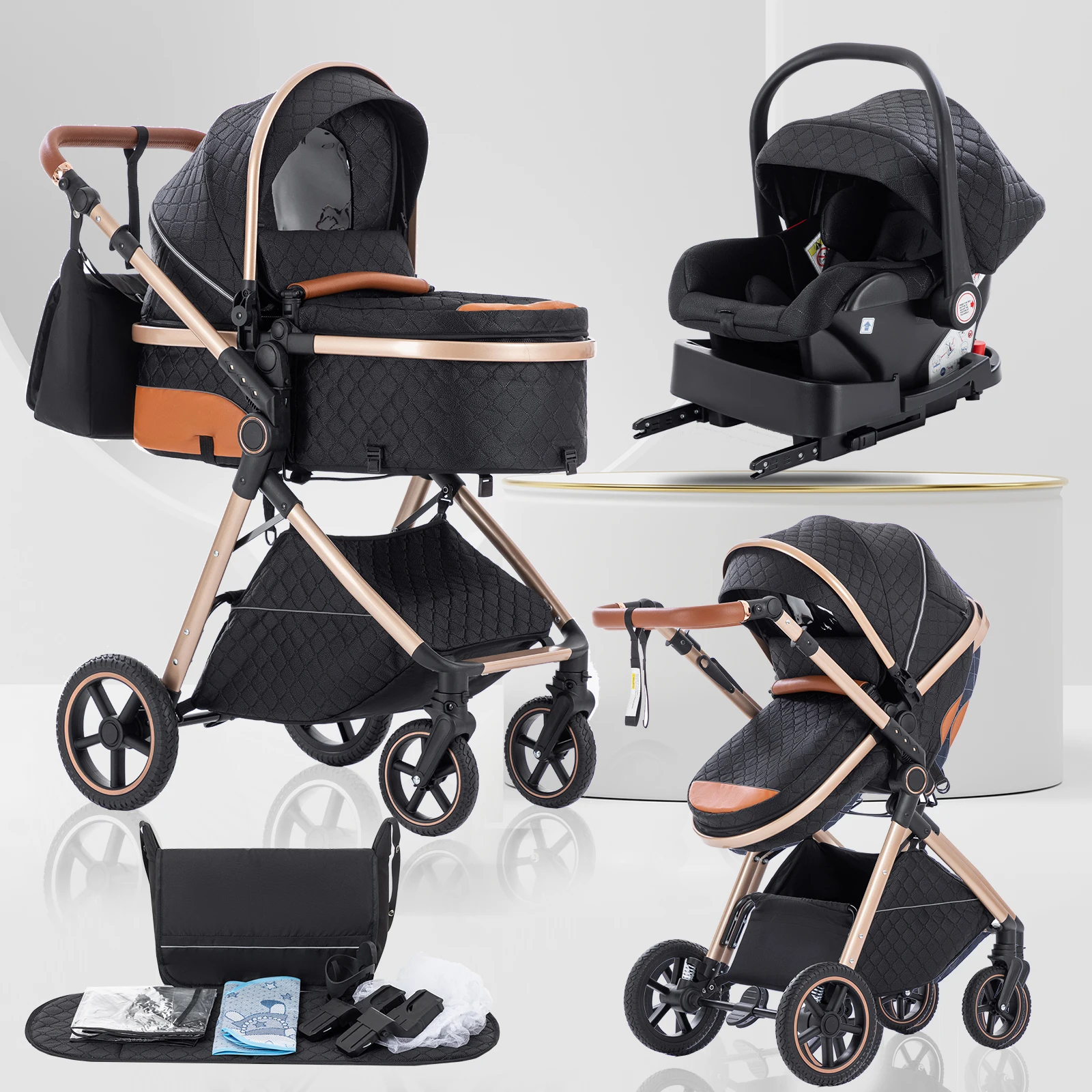3 in 1 Baby Stroller Multi-functional High Landscape Cart Can Sit Reclining Light Folding Strollers Baby Pushchair Baby Carriage