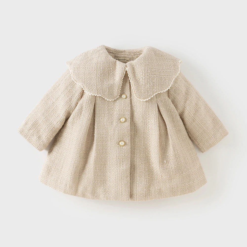 Dave Bella Children Coat Autumn Winter Baby Girl Thick Trendy Jacket Outing Top Plush Outerwear Children Clothes Lapel DB4247744
