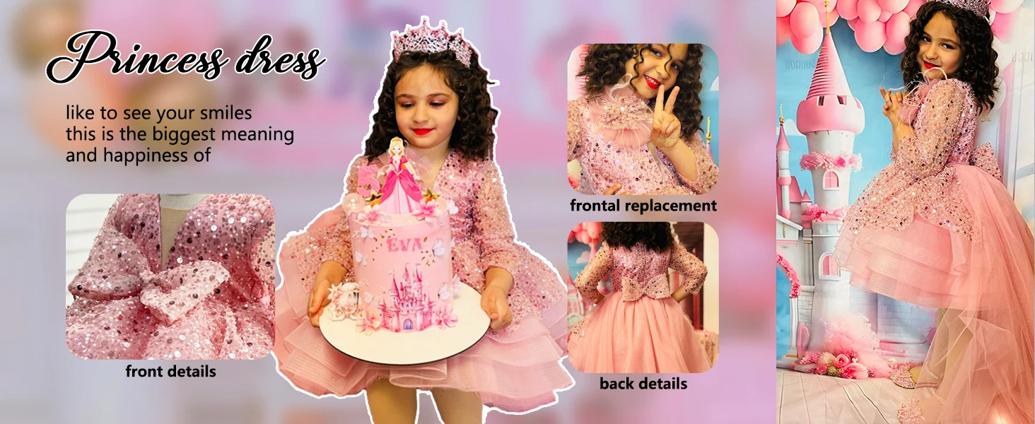 KLFGD New Style Girls Luxury Dress Party Elegant Girl Party Dress Pageant Dresses for Toddler Girls Baby Girl Christmas Dress