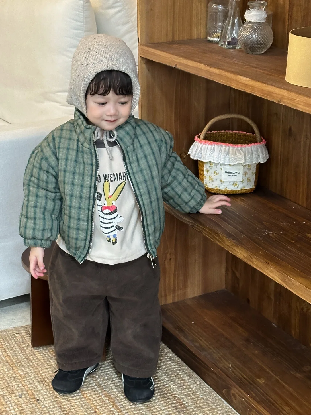2025 Winter New Children Warm Plaid Coat Boys Girls Cotton Padded Jacket Long Sleeve Baby Plus Velvet Thick Coat Kids Clothes