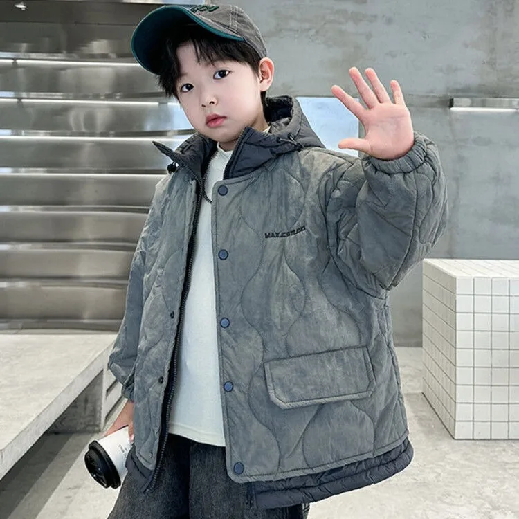 2025 New Boys' Winter Down Jacket Thickened Cotton Coat for Kids - Warm & Cozy Toddler to Teen Outdoor Winter Clothing