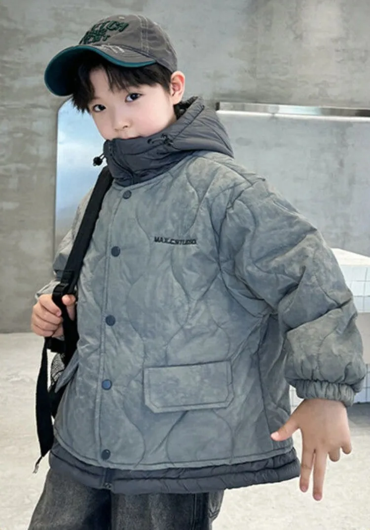 2025 New Boys' Winter Down Jacket Thickened Cotton Coat for Kids - Warm & Cozy Toddler to Teen Outdoor Winter Clothing