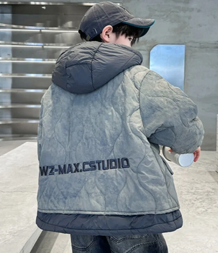 2025 New Boys' Winter Down Jacket Thickened Cotton Coat for Kids - Warm & Cozy Toddler to Teen Outdoor Winter Clothing
