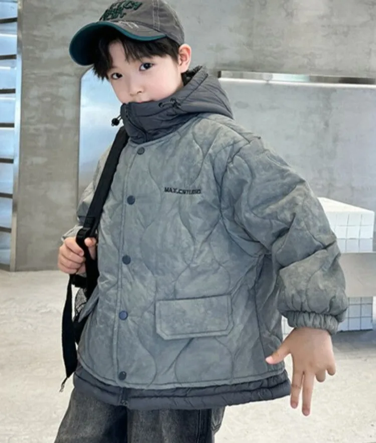 2025 New Boys' Winter Down Jacket Thickened Cotton Coat for Kids - Warm & Cozy Toddler to Teen Outdoor Winter Clothing