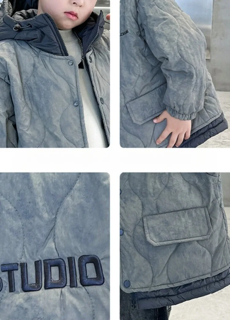 2025 New Boys' Winter Down Jacket Thickened Cotton Coat for Kids - Warm & Cozy Toddler to Teen Outdoor Winter Clothing