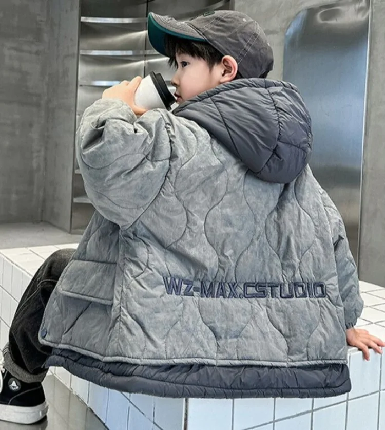 2025 New Boys' Winter Down Jacket Thickened Cotton Coat for Kids - Warm & Cozy Toddler to Teen Outdoor Winter Clothing