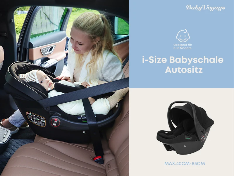 Infant Baby Car Seat Newborn 0-12 Months Max 12kg Sun Canopy Padded Seat 3-Point Safety Belt Side Protection I-Size Baby Car Sea