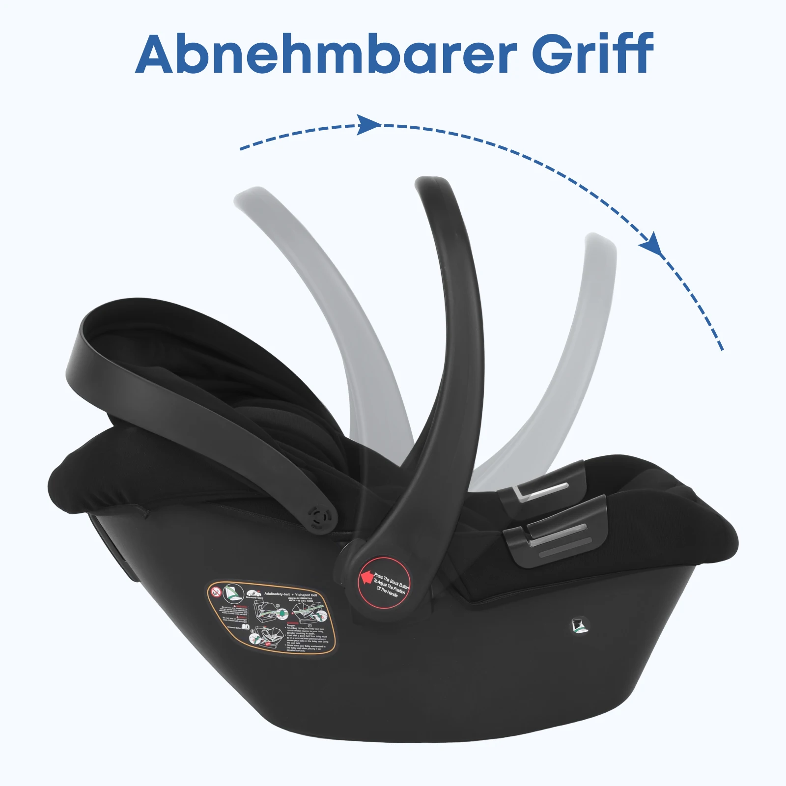 Infant Baby Car Seat Newborn 0-12 Months Max 12kg Sun Canopy Padded Seat 3-Point Safety Belt Side Protection I-Size Baby Car Sea