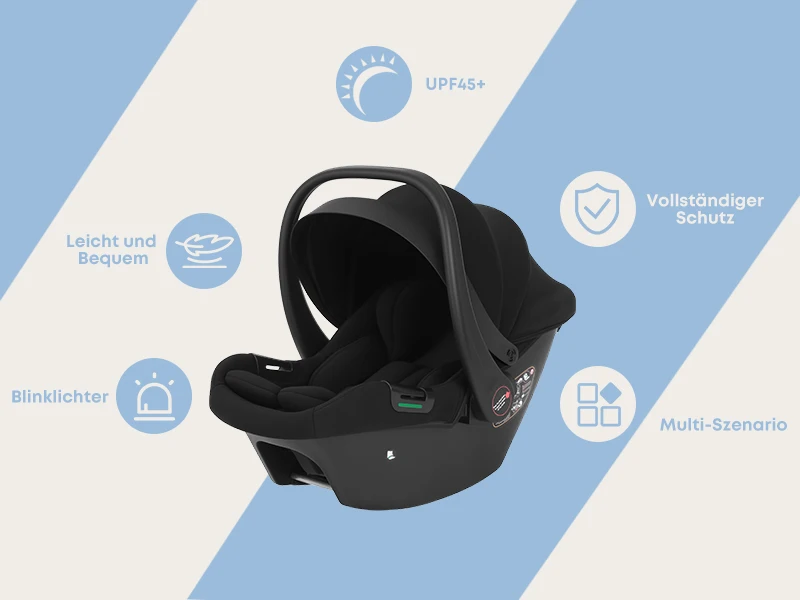 Infant Baby Car Seat Newborn 0-12 Months Max 12kg Sun Canopy Padded Seat 3-Point Safety Belt Side Protection I-Size Baby Car Sea