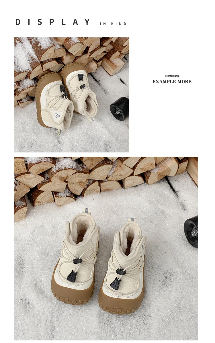 Kids Ankle Boots Soft Bottom Toes Capped Boys Girls Sports Boots Non-slip 2025 Winter New Children Warm Boots Hook&loop Handsome