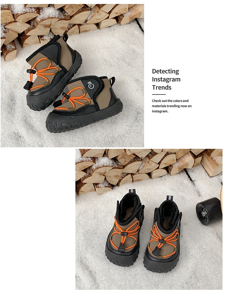 Kids Ankle Boots Soft Bottom Toes Capped Boys Girls Sports Boots Non-slip 2025 Winter New Children Warm Boots Hook&loop Handsome