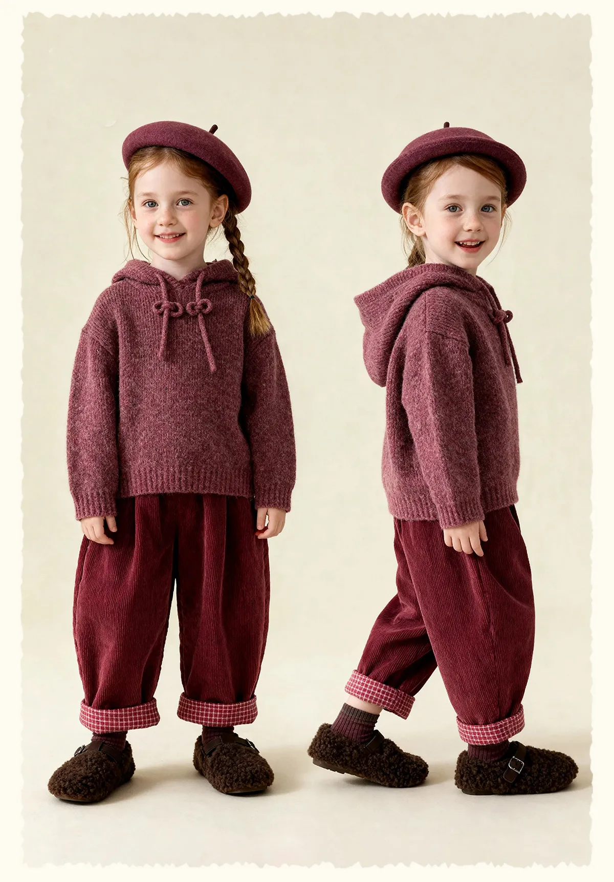 Amila 2026 Kids' Winter Warm Hooded Sweater With Drawstring, Simple Solid Color And Cotton Wool For Comfortable Skin Protection