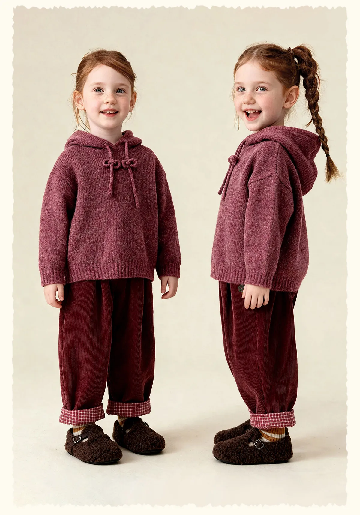 Amila 2026 Kids' Winter Warm Hooded Sweater With Drawstring, Simple Solid Color And Cotton Wool For Comfortable Skin Protection