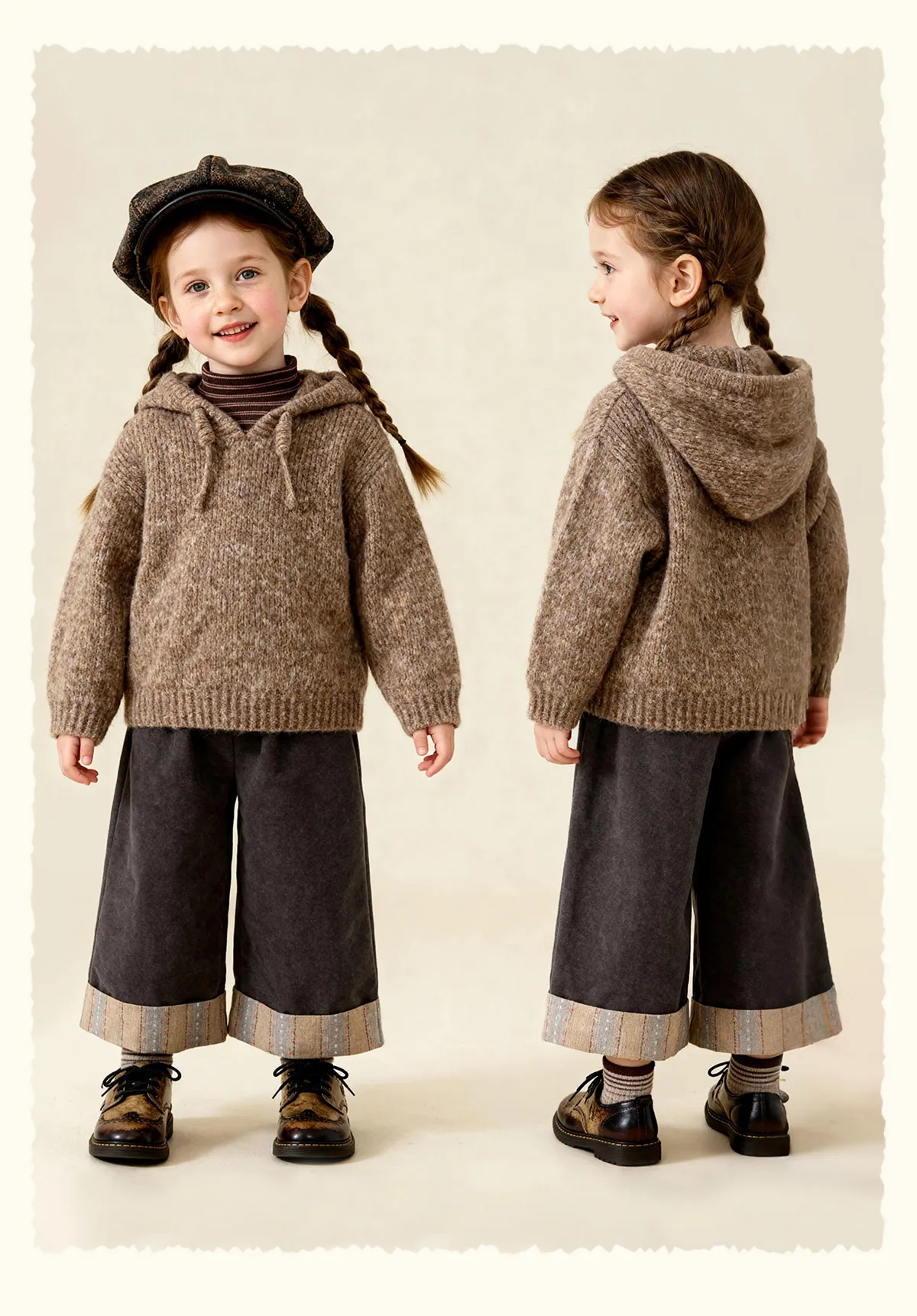 Amila 2026 Kids' Winter Warm Hooded Sweater With Drawstring, Simple Solid Color And Cotton Wool For Comfortable Skin Protection