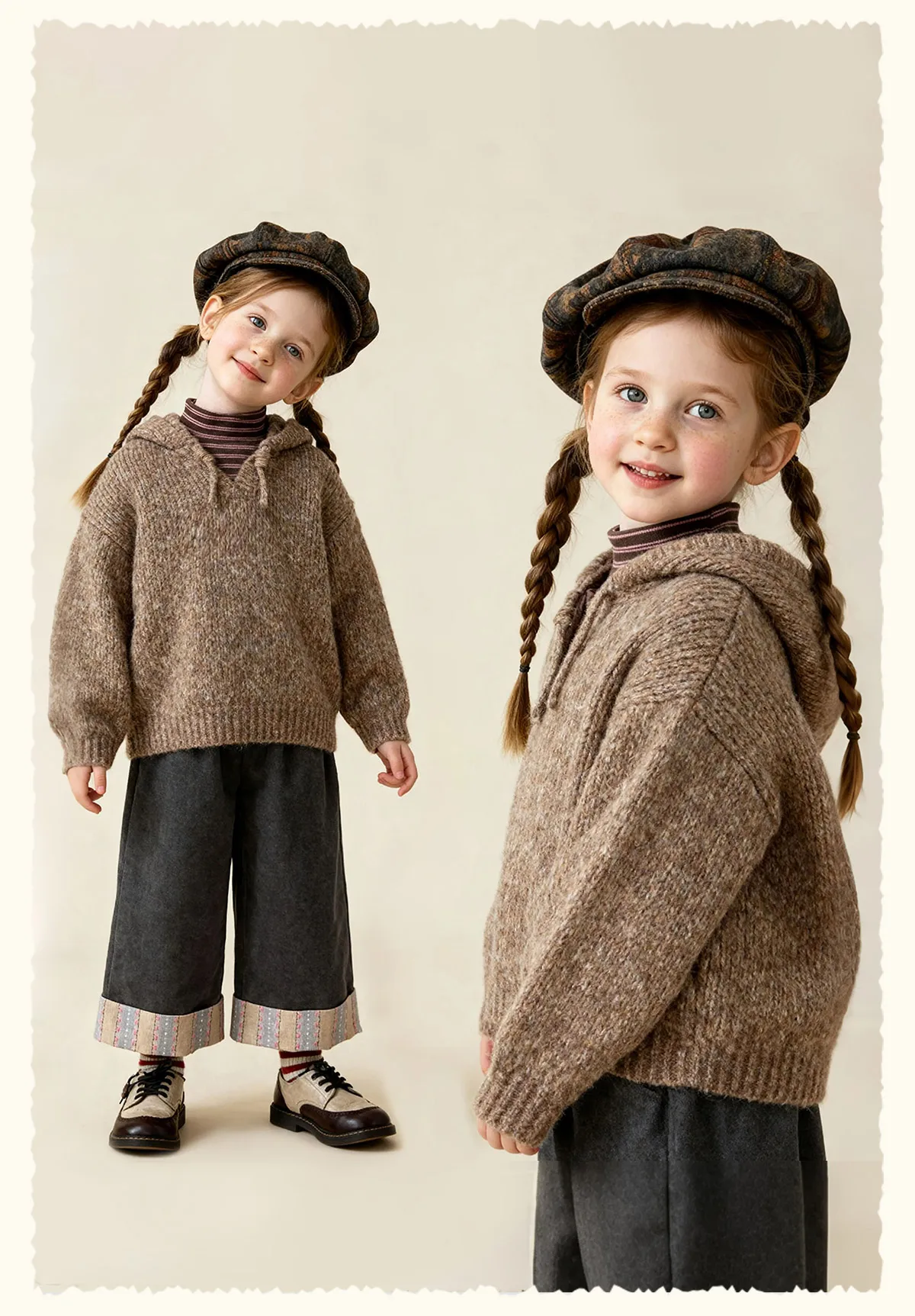 Amila 2026 Kids' Winter Warm Hooded Sweater With Drawstring, Simple Solid Color And Cotton Wool For Comfortable Skin Protection