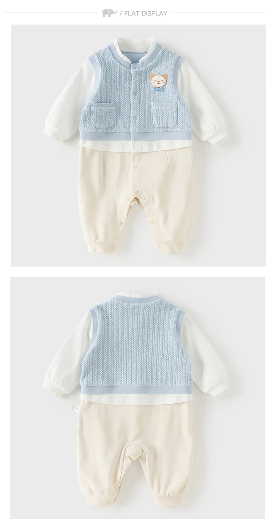 Dave Bella Baby Spring Jumpsuit Newborn Clothes Autumn Fake Two Piece Romper Boys Creeper Knitted Cute Leisure Comfort DB1260821