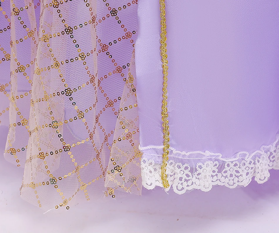 Muababy Rapunzel Princess Cosplay Dress Set Tangled Halloween Birthday Christmas Party Outfit for Girls Kids 2-10Y Vestido