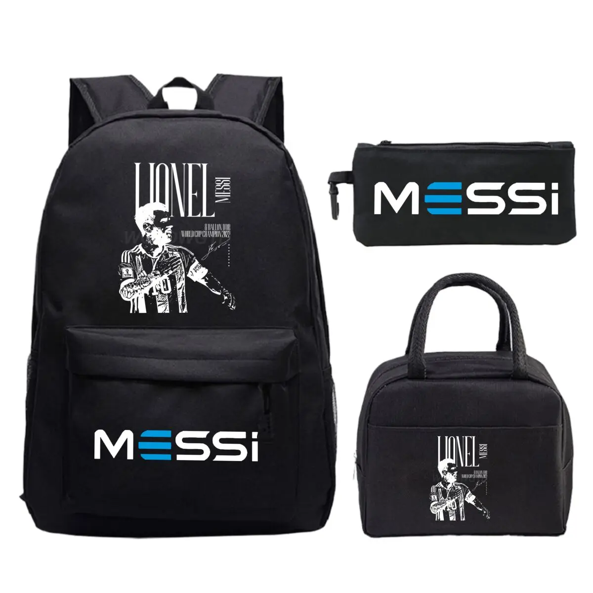 3Pcs/set Football Star Trend Backpack For Girl Boy Student Teenager Children Rucksack Kids Birthday Gift Women Casual School Bag