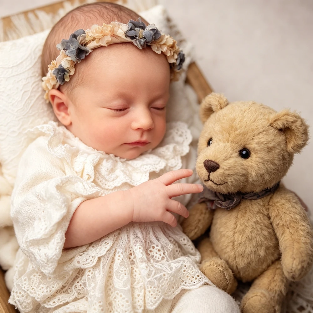 Baby Girl Newborn White Lace Ruffle Top Pants Set Photography Props Infant Photo Shoot Princess Outfit Soft Fabric
