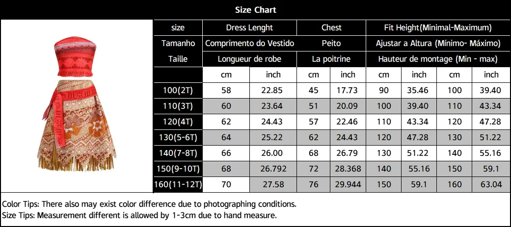 Summer Moana Dress for Kids Girls Princess Vaiana Cosplay Carnival Children Birthday Party Headwear Necklace Pet Pig Chicken Set