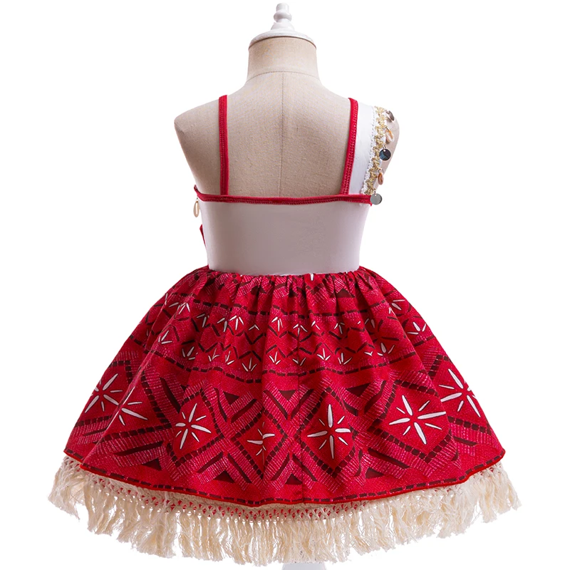 Summer Moana Dress for Kids Girls Princess Vaiana Cosplay Carnival Children Birthday Party Headwear Necklace Pet Pig Chicken Set