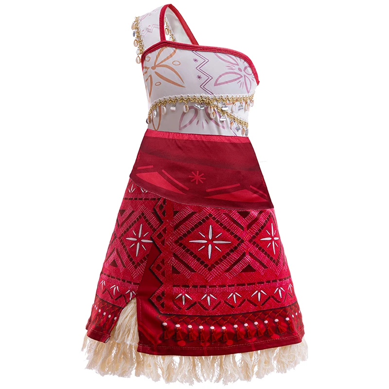 Summer Moana Dress for Kids Girls Princess Vaiana Cosplay Carnival Children Birthday Party Headwear Necklace Pet Pig Chicken Set
