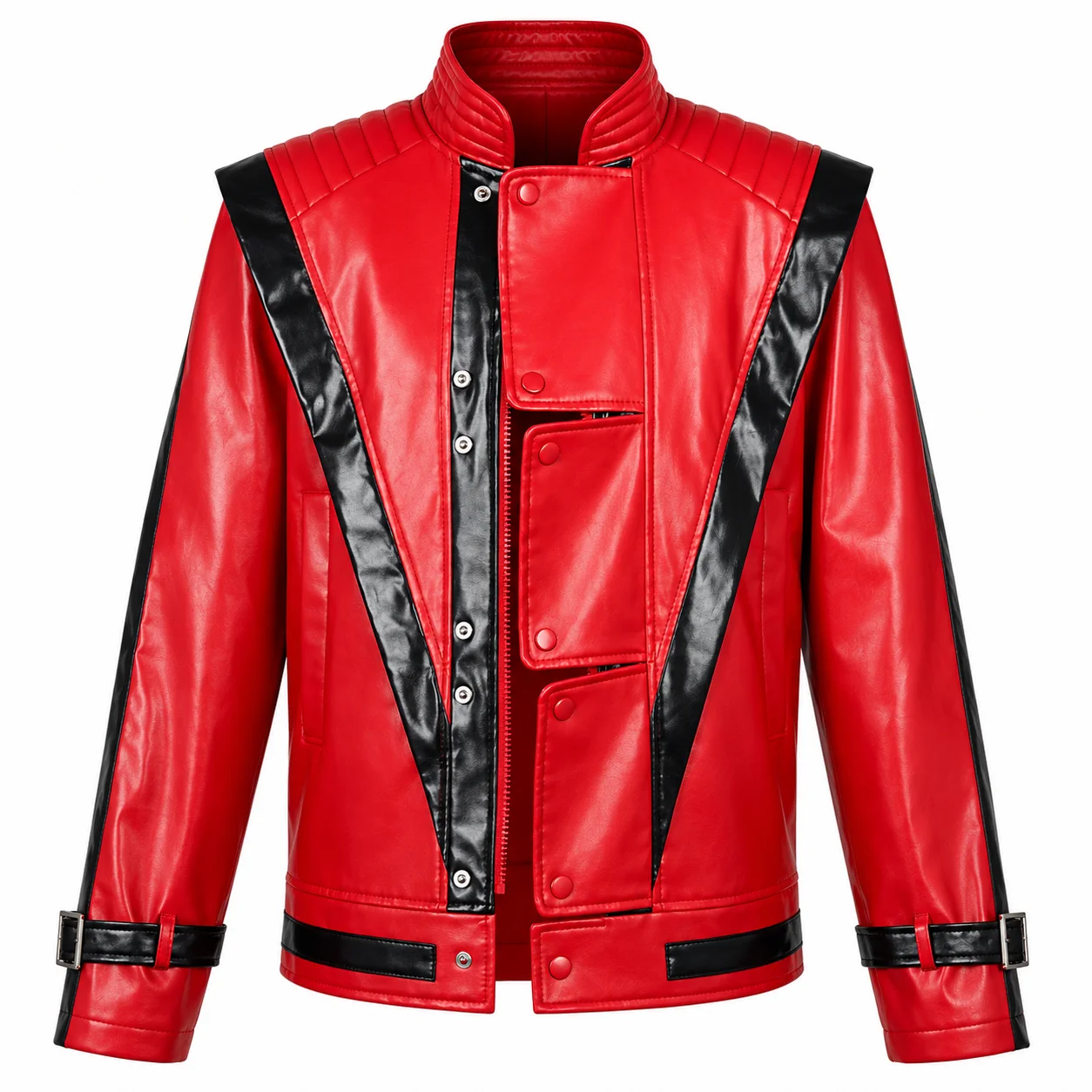 Boys Street Dance Jacket Michael Jackson Impersonator Halloween Christmas Party New Stage Performance Costume Red Leather Jacket