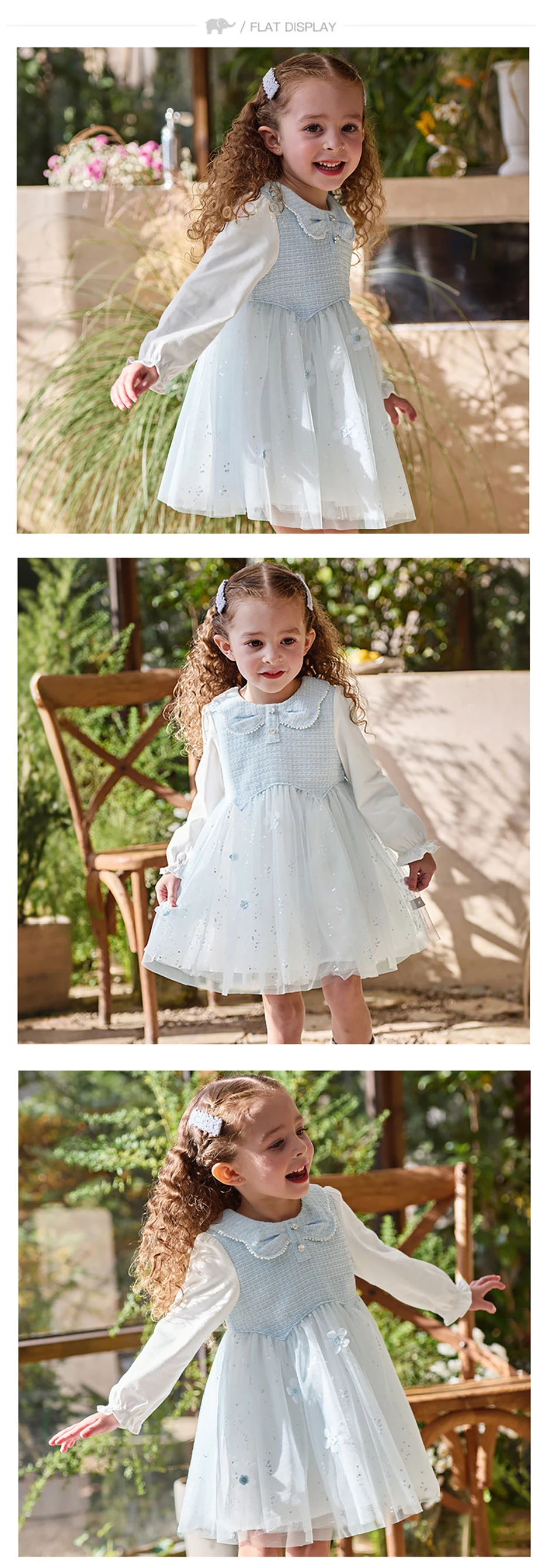 Dave Bella Mesh Floral Princess Dress Girls Baby Children Spring Autumn Sweet Charm Dress Party Wedding Clothes DB1261040