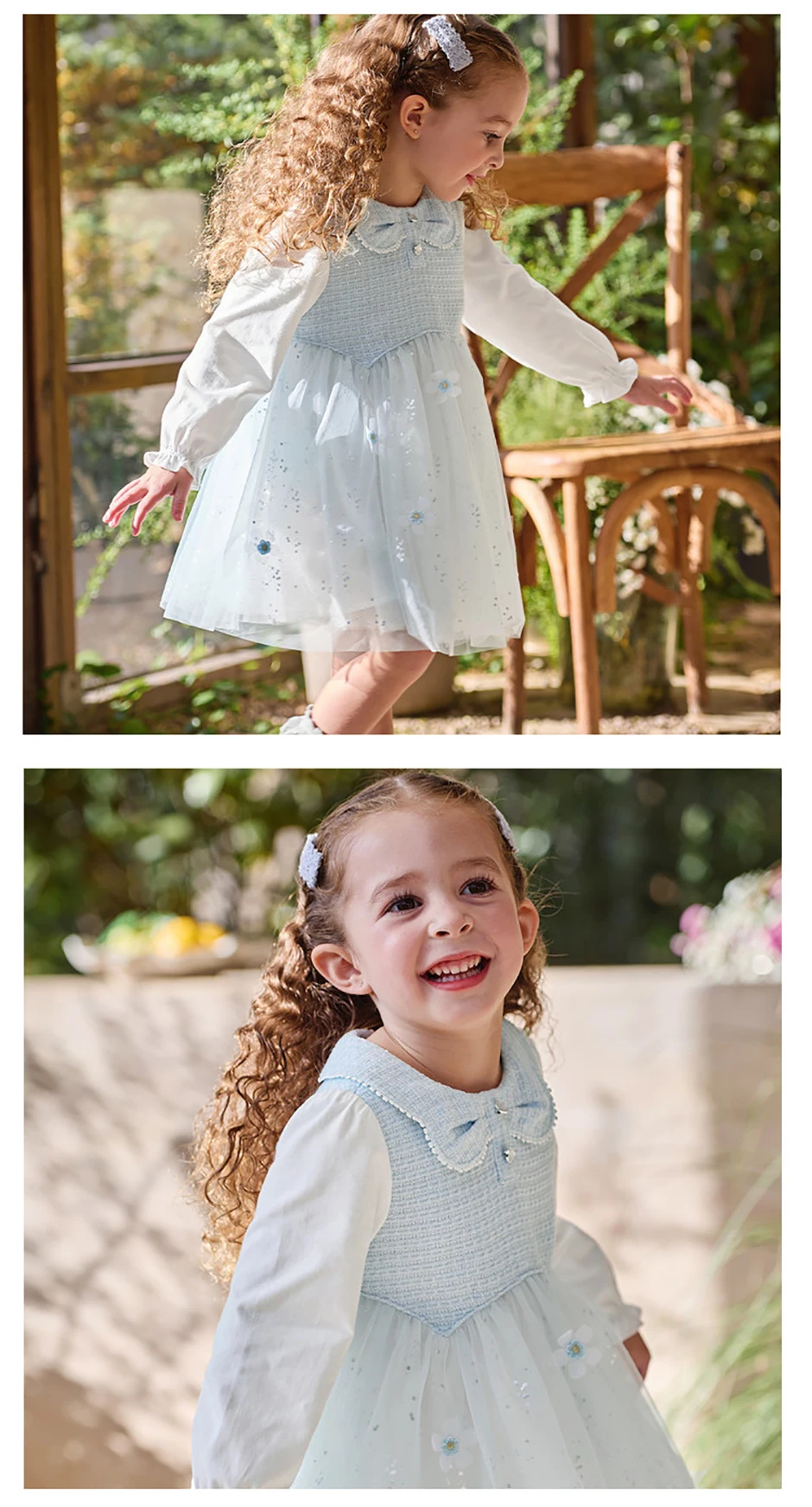 Dave Bella Mesh Floral Princess Dress Girls Baby Children Spring Autumn Sweet Charm Dress Party Wedding Clothes DB1261040