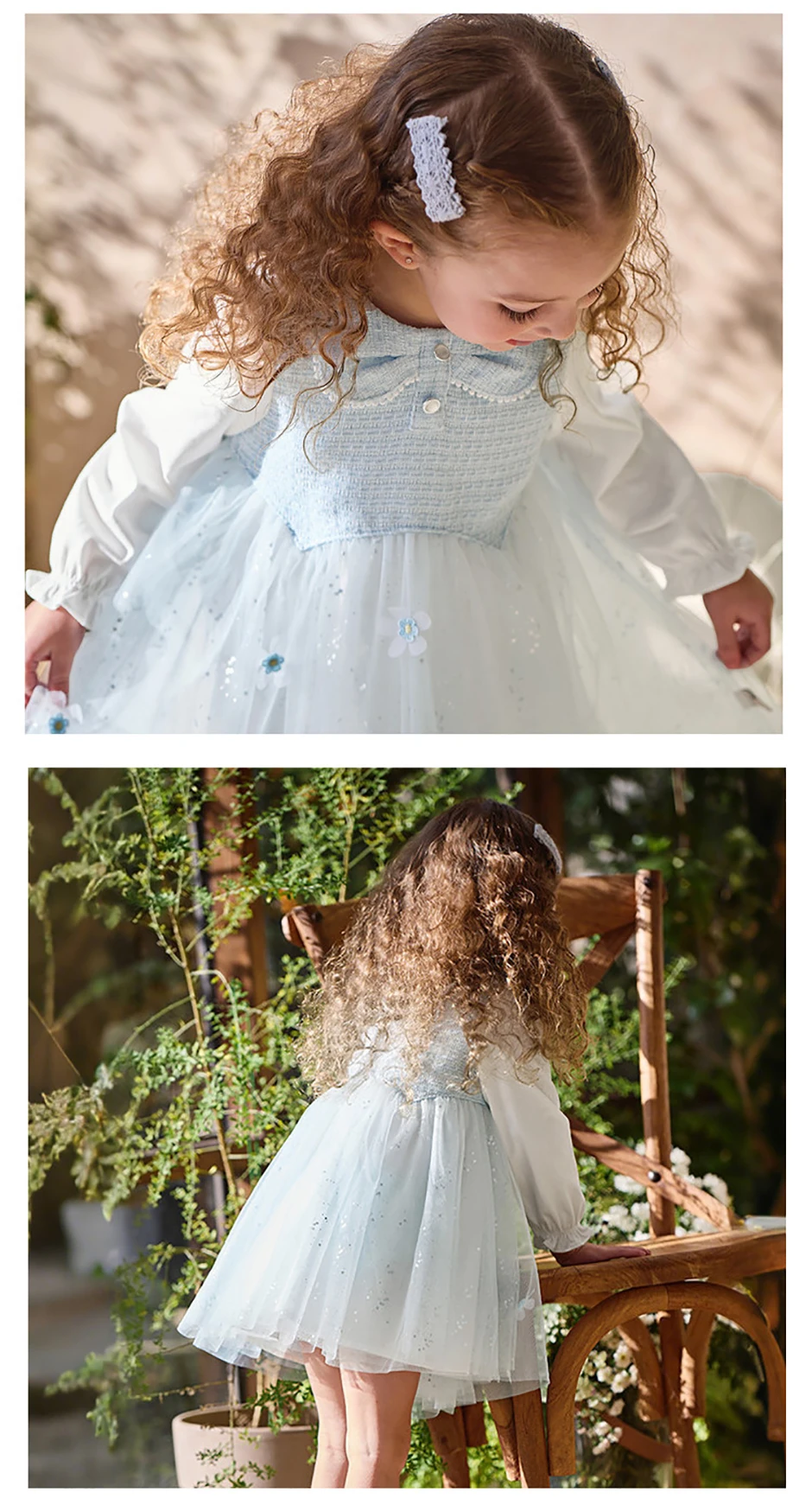Dave Bella Mesh Floral Princess Dress Girls Baby Children Spring Autumn Sweet Charm Dress Party Wedding Clothes DB1261040