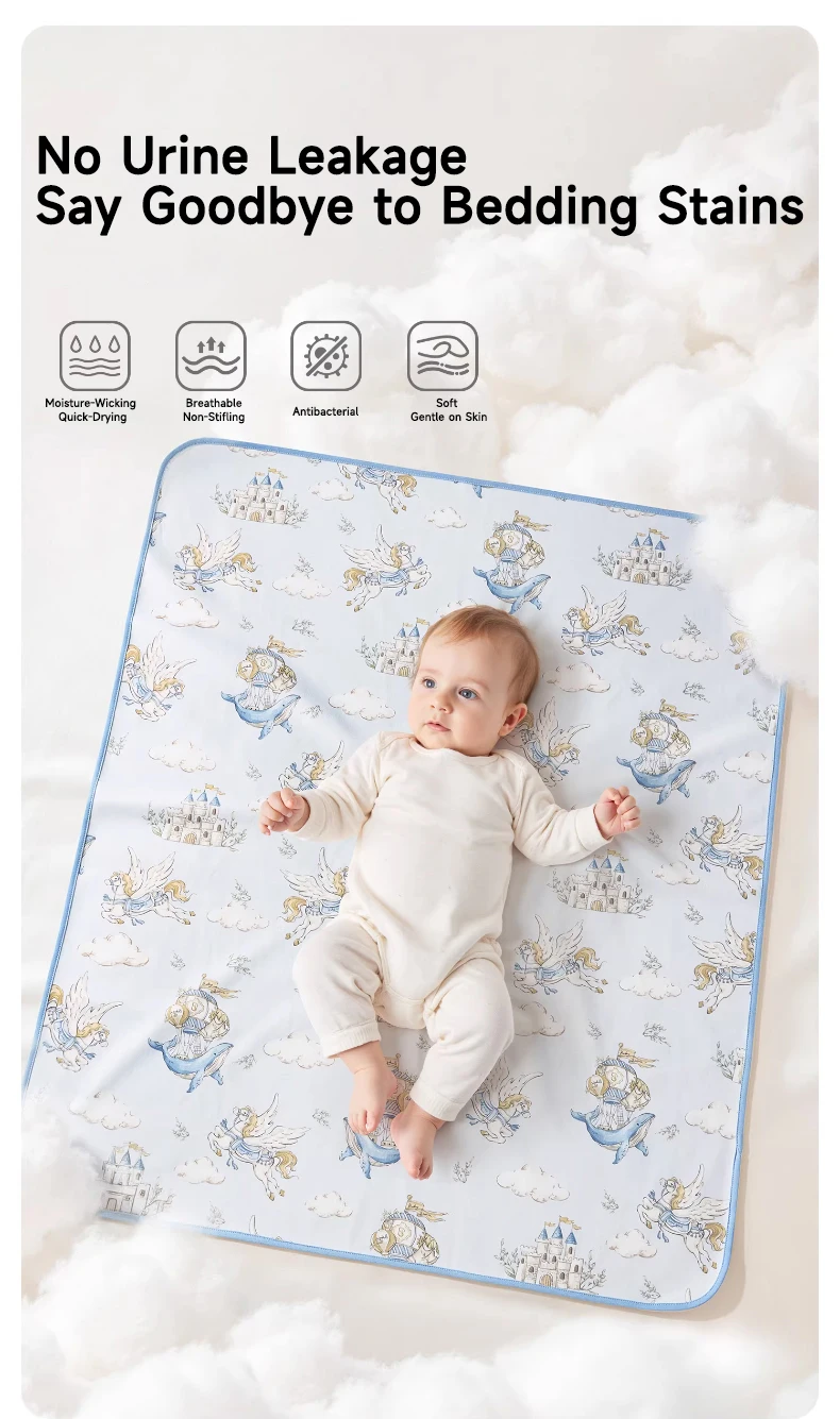 AIBEDILA Dry Baby Toddler Kids Women 100% Cotton Waterproof Washable Airy Large Size Menstrual Overnight Diaper Pad 150x100cm