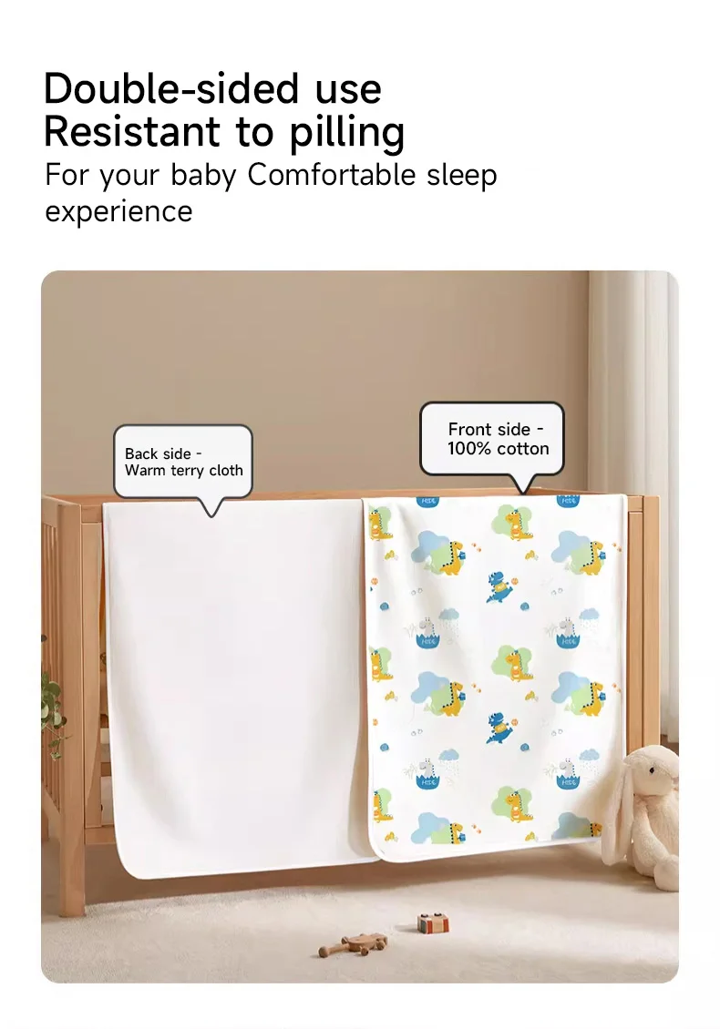 AIBEDILA Dry Baby Toddler Kids Women 100% Cotton Waterproof Washable Airy Large Size Menstrual Overnight Diaper Pad 150x100cm