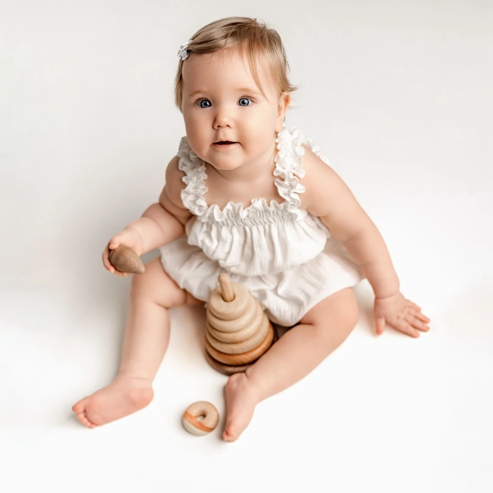 Newborn Photography Props Baby Girl Ruffle Romper 3-12 Months Infant Cotton Knit Outfit Soft Photo Shoot Clothes Baby giftS