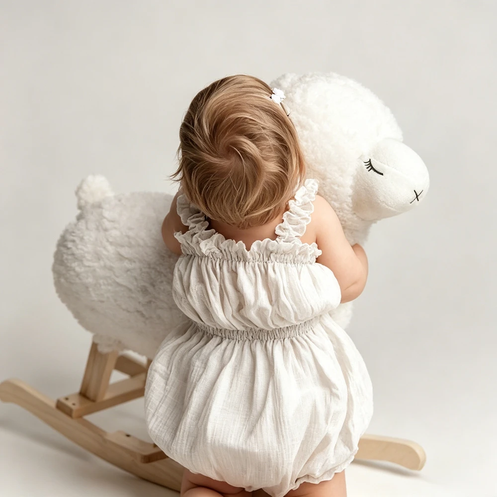 Newborn Photography Props Baby Girl Ruffle Romper 3-12 Months Infant Cotton Knit Outfit Soft Photo Shoot Clothes Baby giftS