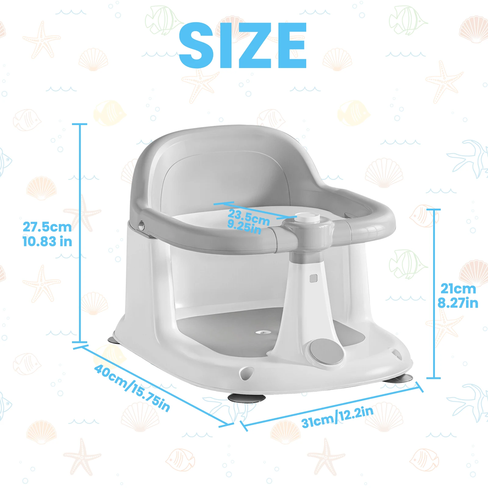 Baby Bath seat for Babies 6 Months & up, Sit Up Bath Seat, Non-Slip Infant Bath Tub Chair with 4 Suction Cups,Great Shower Gifts