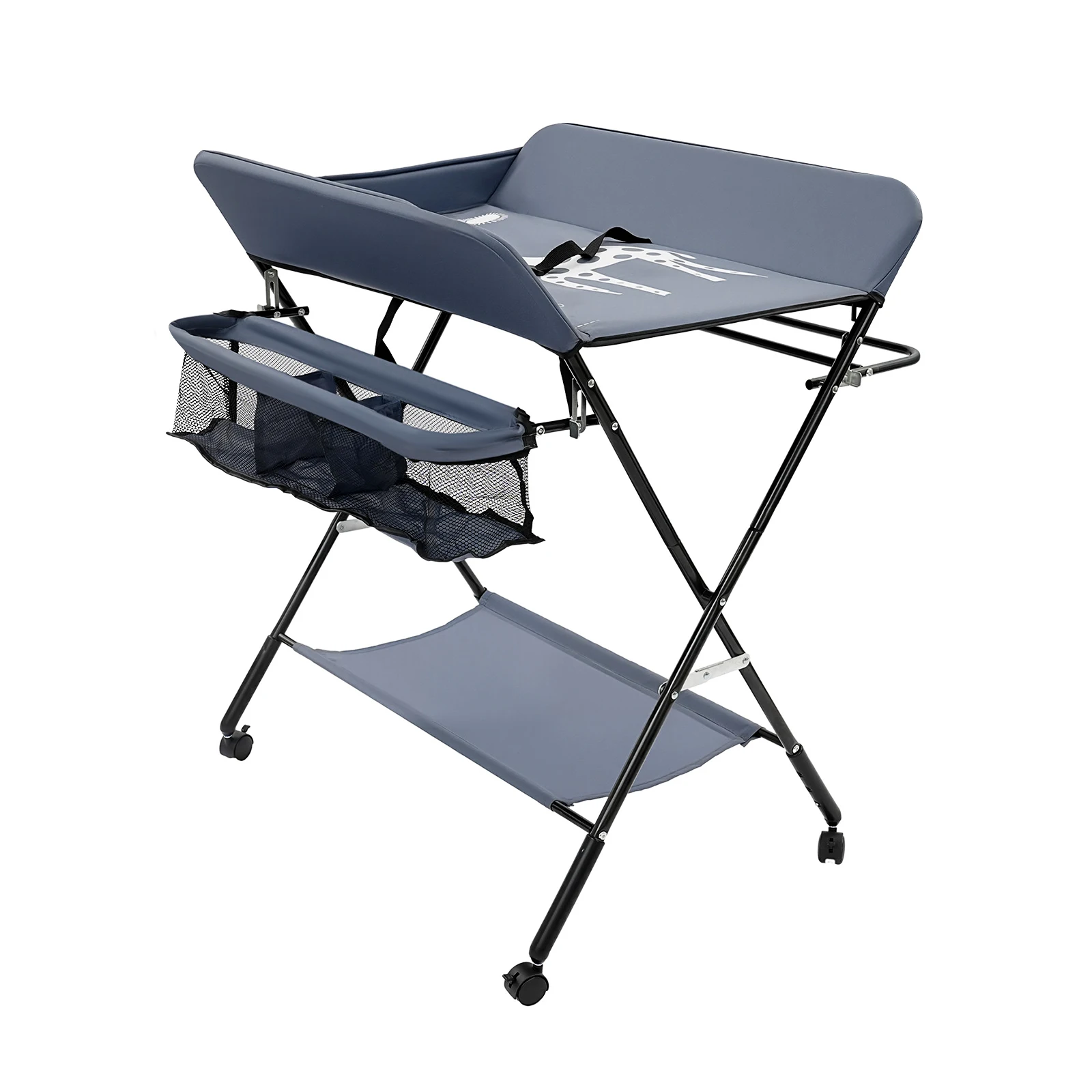 Foldable Diaper Changing Station Height Adjustable Baby Changing Table with Side Storage & Drying Rack for Home, Nursery & Travel