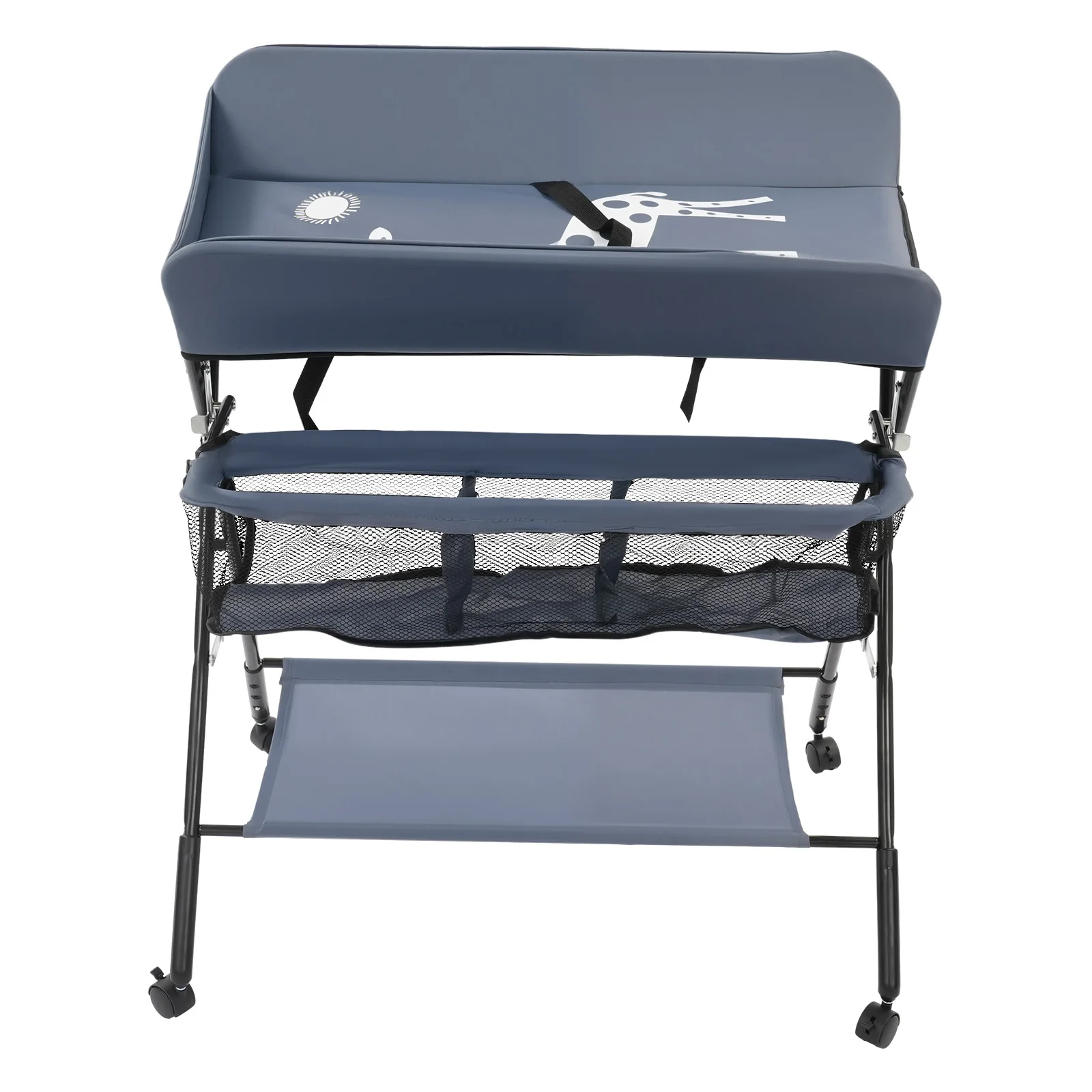 Foldable Diaper Changing Station Height Adjustable Baby Changing Table with Side Storage & Drying Rack for Home, Nursery & Travel